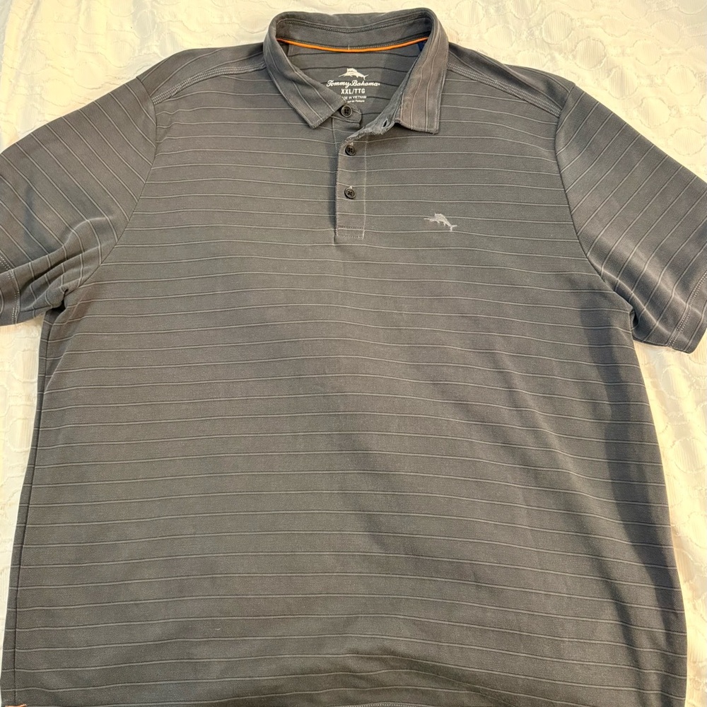 Tommy Bahama Gray Striped Polo Shirt